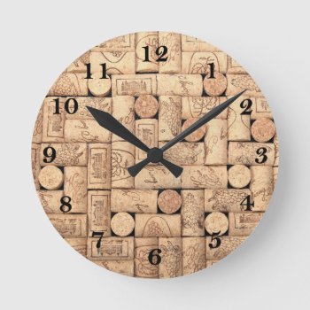 Wine Corks Round Clock by CarriesCamera at Zazzle