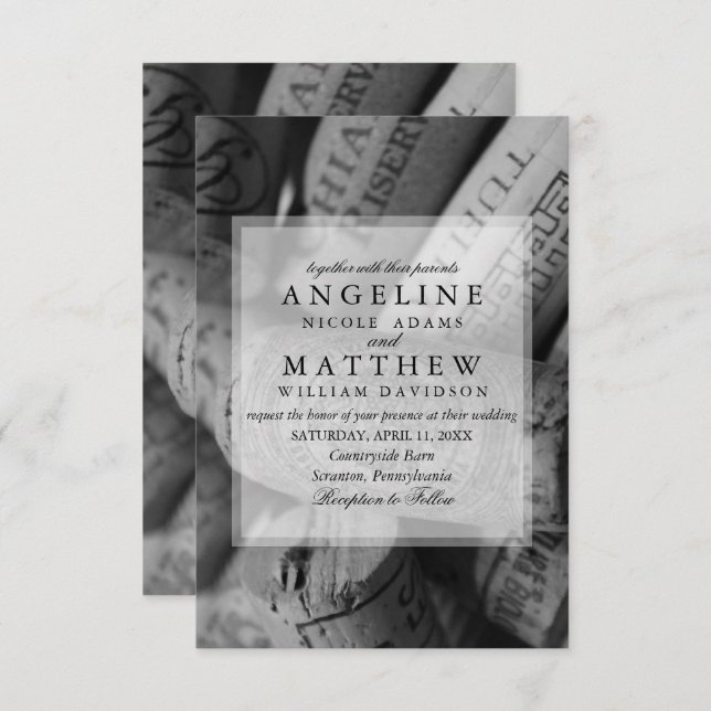 Wine Corks Wedding Invitations (Front/Back)