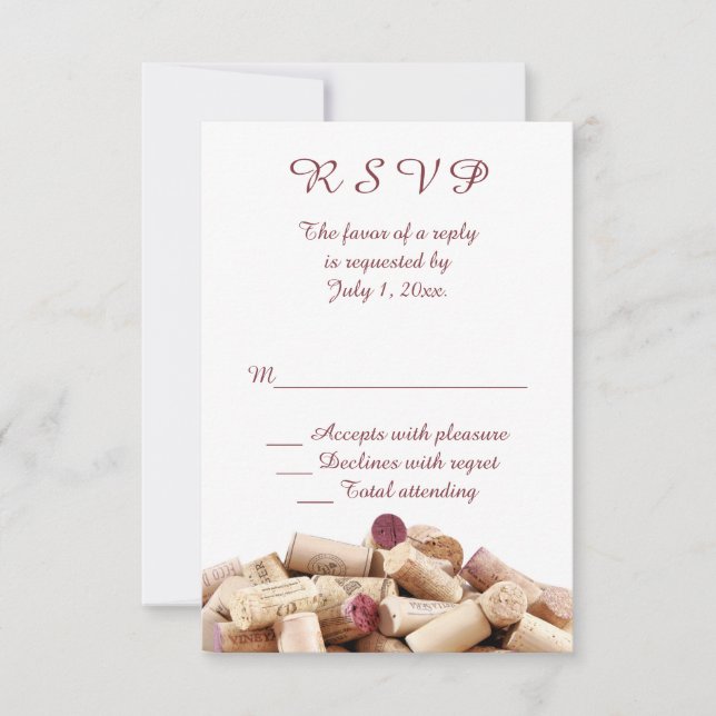 Wine Corks Wedding RSVP Card (Front)