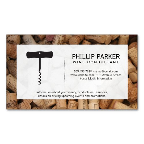 Wine  Corkscrew cork pile frame Business Card Magnet