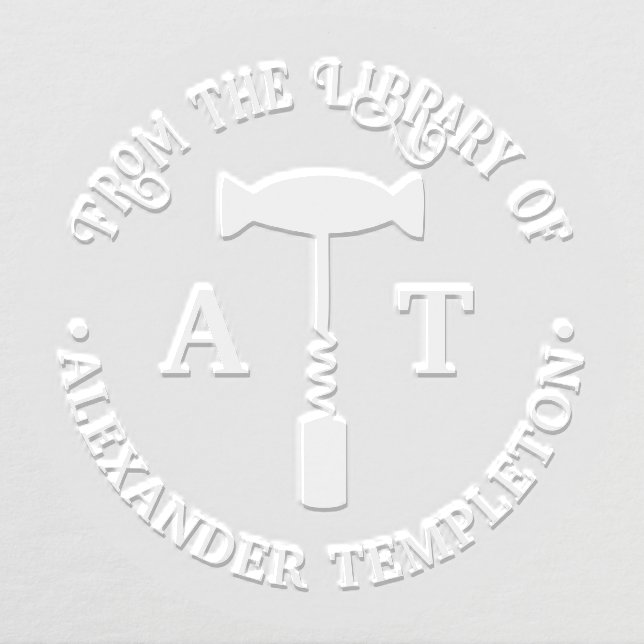 Wine Corkscrew Library Book Name Embosser (Design)