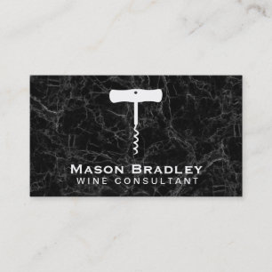 Wine Corkscrew Marble Texture Business Card