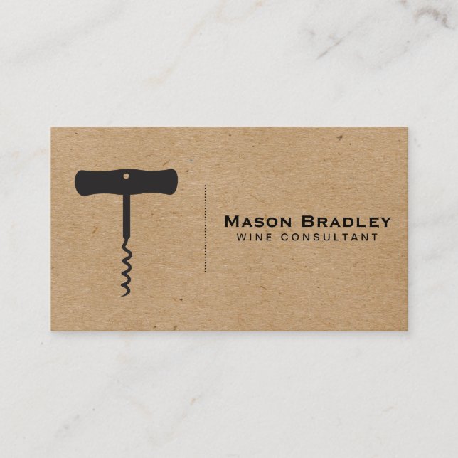 Wine | Corkscrew (natural) Business Card (Front)