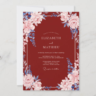 Wine Cornflower Petal Wedding Invitation