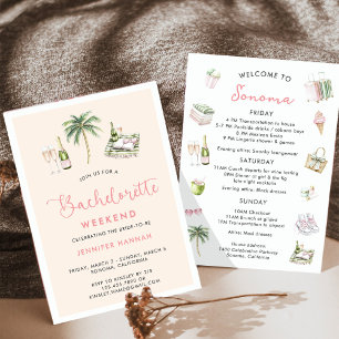 Wine Country Bachelorette Weekend Itinerary Invitation