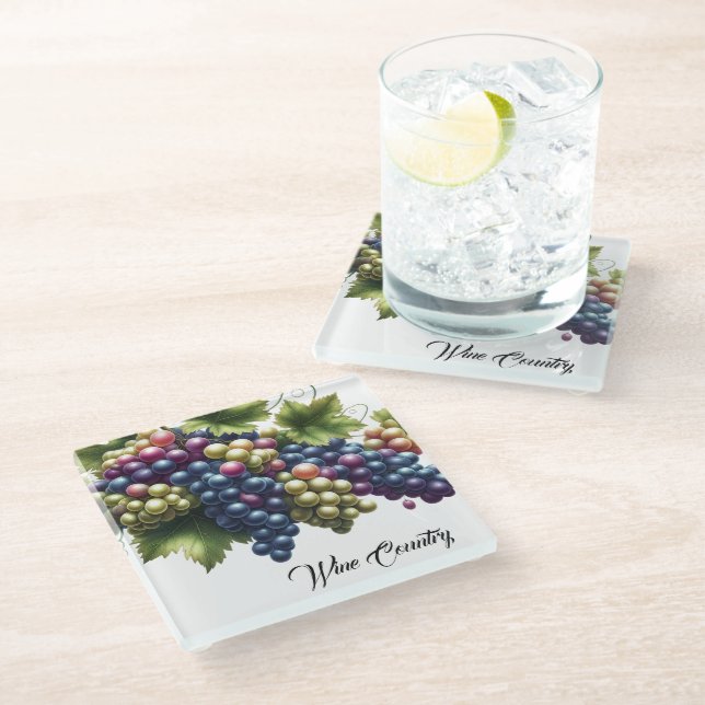 Wine Country Glass Coaster (Angled)