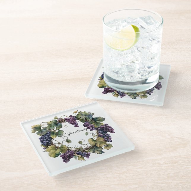 Wine Country Glass Coaster (Angled)