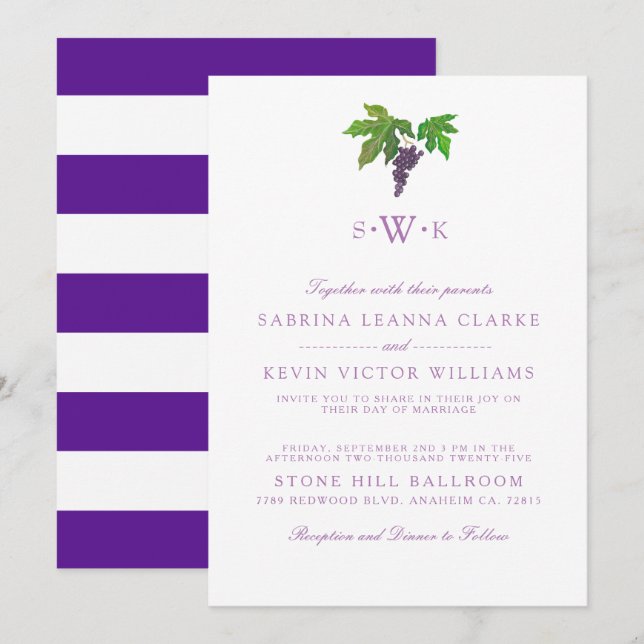 Wine Country Grape | Wedding Invitation (Front/Back)