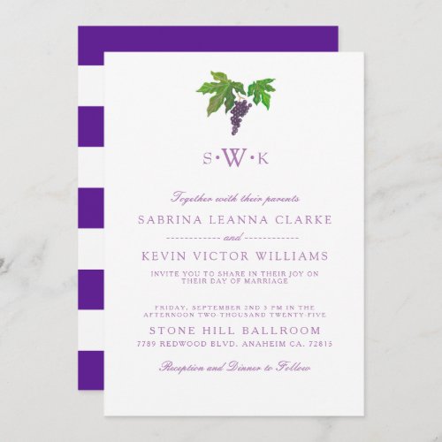 Wine Country Grape  Wedding Invitation