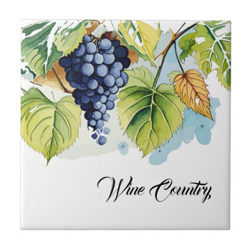 Wine Country Grapes Print Tile