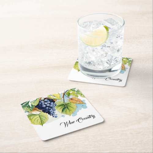 Wine Country Grapes  Square Paper Coaster