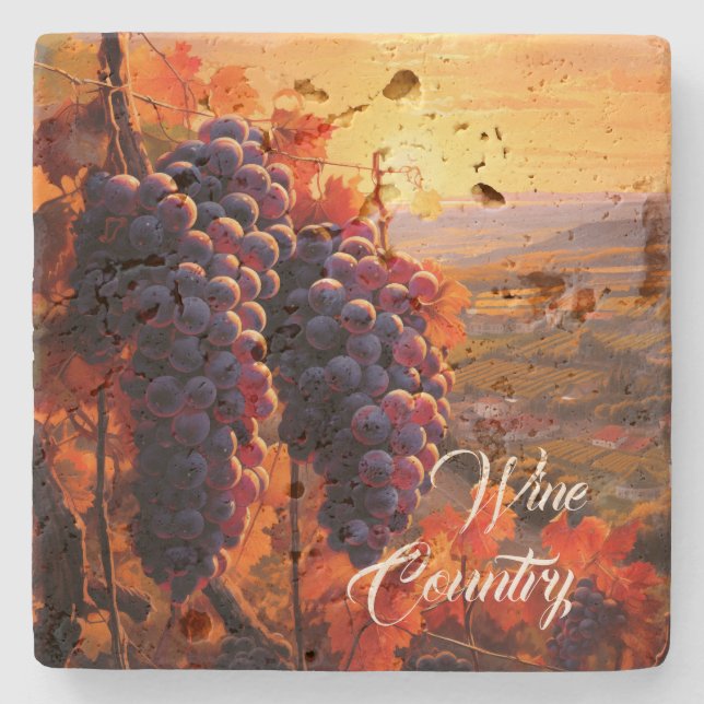 Wine Country Grapes Stone Coaster (Front)