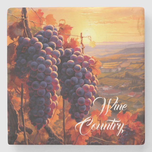 Wine Country Grapes Stone Coaster (Front)