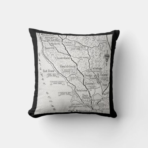 Wine Country Map Throw Pillow
