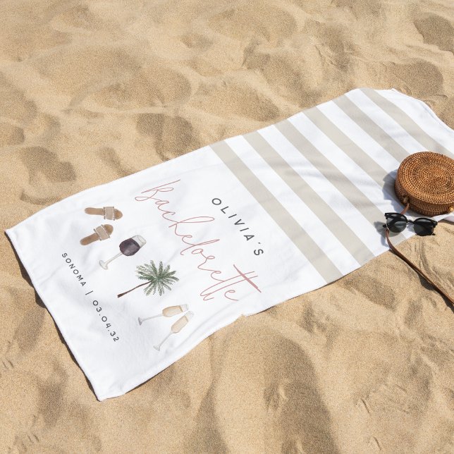 Wine Country Personalized Bachelorette Party Beach Towel (Creator Uploaded)