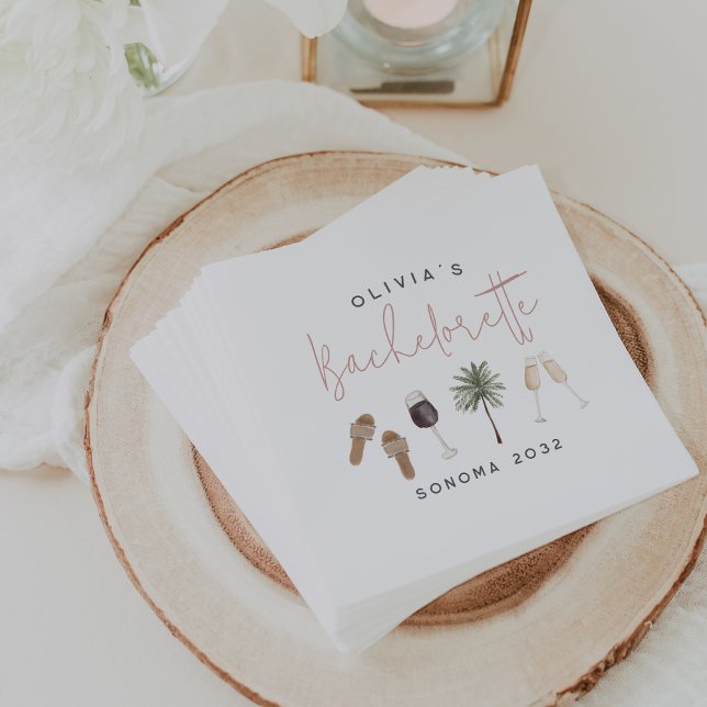 Wine Country Personalized Bachelorette Party Napkins (Creator Uploaded)