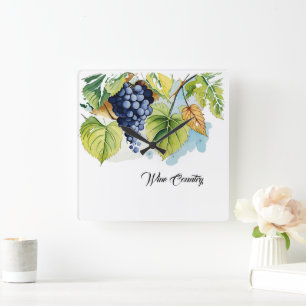 Wine Country Square Wall Clock