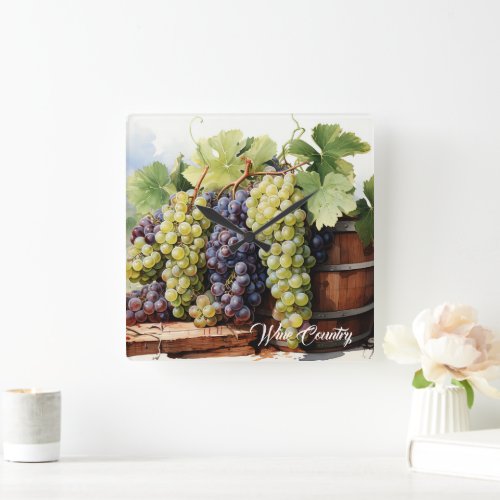 Wine Country Square Wall Clock