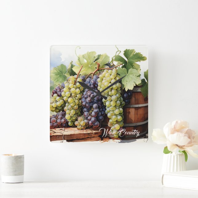 Wine Country Square Wall Clock (Home)