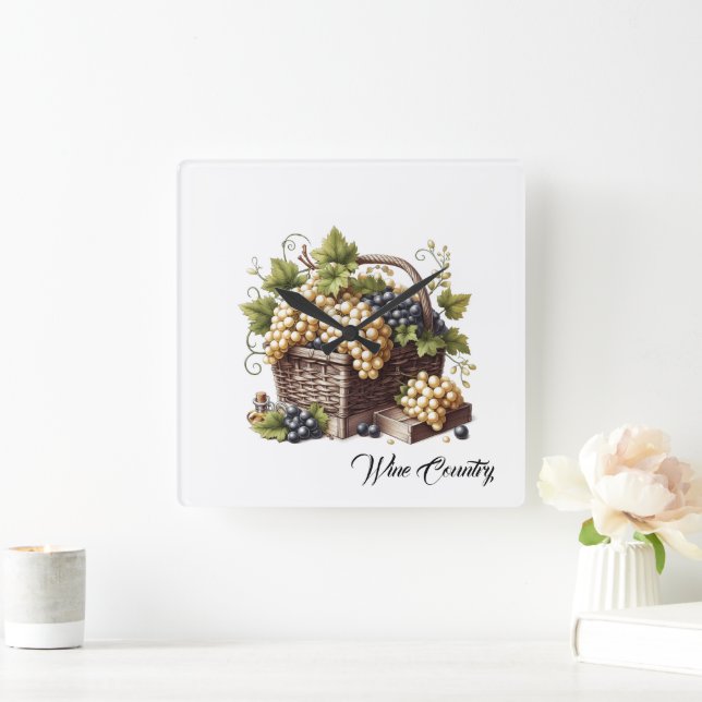Wine Country Square Wall Clock (Home)