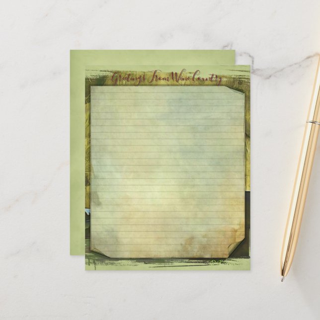 Wine Country Stationary 4.5''x5.6'' Paper Sheet (Front/Back In Situ)