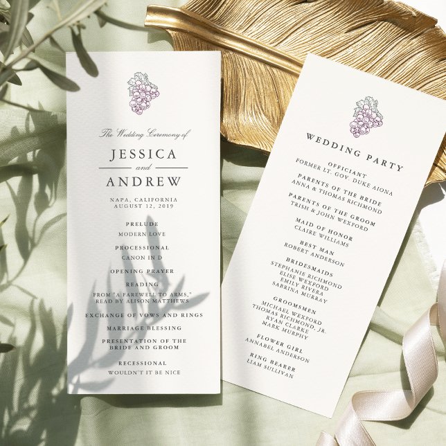 Wine Country Wedding Ceremony Program (Creator Uploaded)