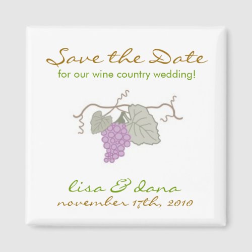 Wine Country Wedding grape vine Magnet