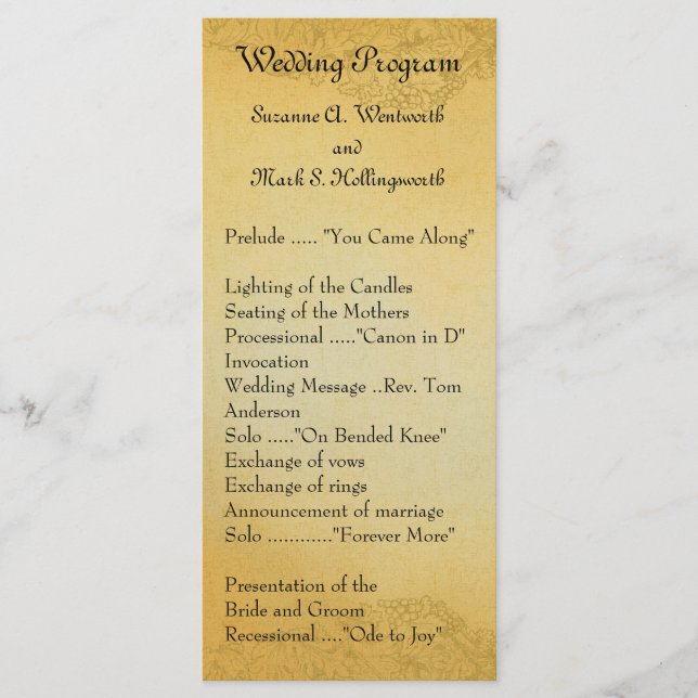Wine Country Wedding Programs (Front)