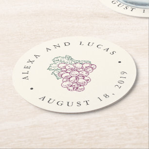 Wine Country Wedding Round Paper Coaster