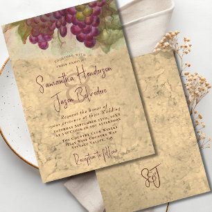 Wine Country Wedding Rustic Vineyard Monogram Invitation