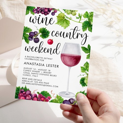 Wine Country Weekend Bachelorette Party  Invitation