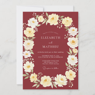 Wine Cream Petal Wedding Invitation