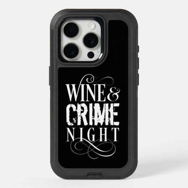 Wine & Crime Night - funny true crime iPhone 15 Pro Case (Back)
