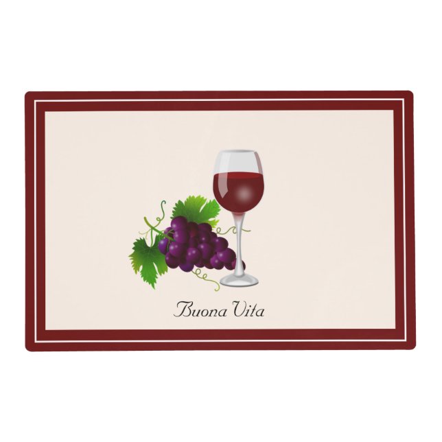 Wine Cup and Fruit on Light Champagne Beige Placemat (Front)