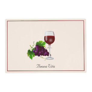 Wine Cup and Fruit on Light Champagne Beige Placemat