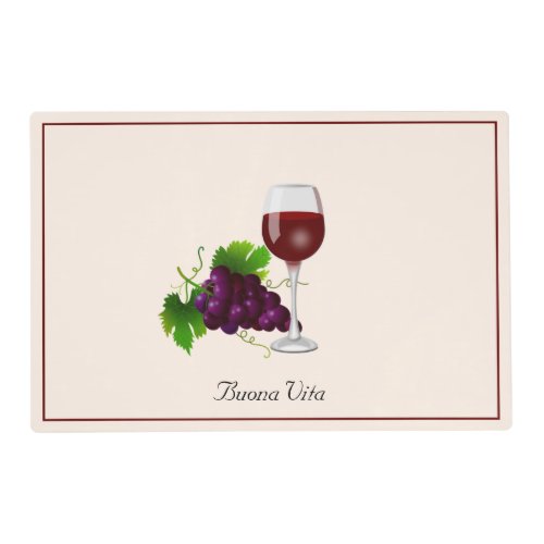 Wine Cup and Fruit on Light Champagne Beige Placemat