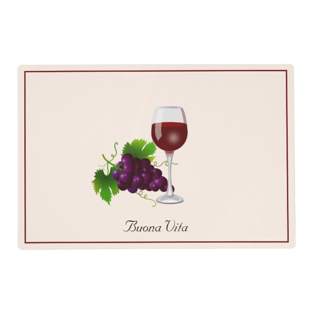 Wine Cup and Fruit on Light Champagne Beige Placemat (Front)