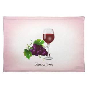 Wine Cup and Fruit on Rose Gold Gradient Cloth Placemat