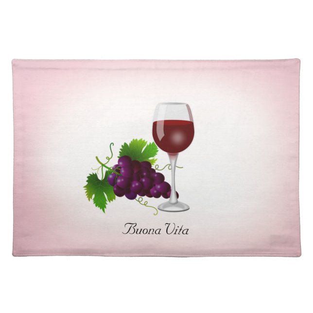 Wine Cup and Fruit on Rose Gold Gradient Cloth Placemat (Front)