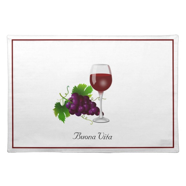 Wine Cup and Fruit on White Cloth Placemat (Front)