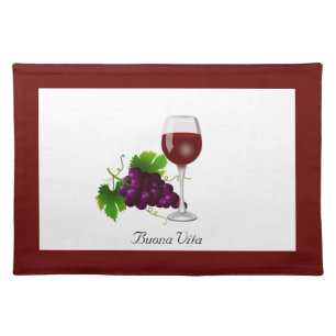 Wine Cup and Fruit on White Cloth Placemat