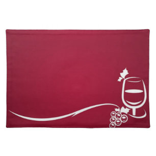 Wine Cup and Grapes on Burgundy Cloth Placemat