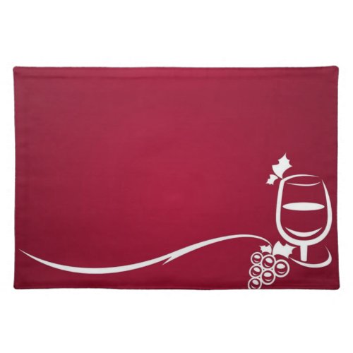 Wine Cup and Grapes on Burgundy Cloth Placemat