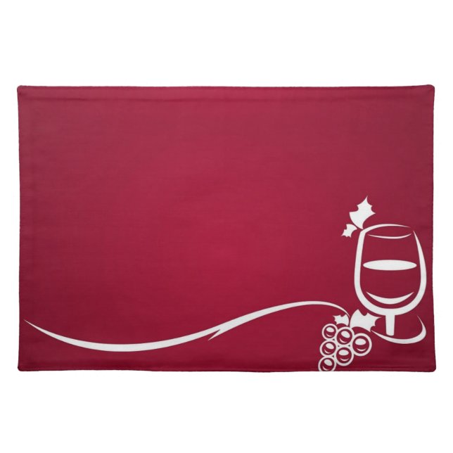 Wine Cup and Grapes on Burgundy Cloth Placemat (Front)