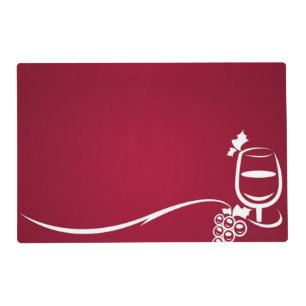 Wine Cup and Grapes on Burgundy Placemat