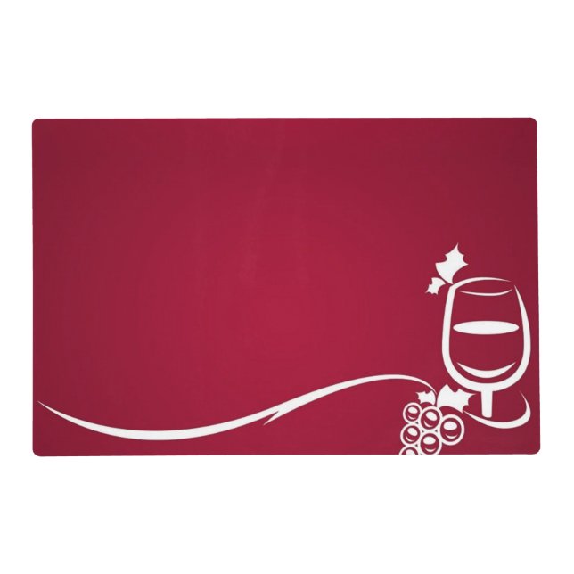 Wine Cup and Grapes on Burgundy Placemat (Front)