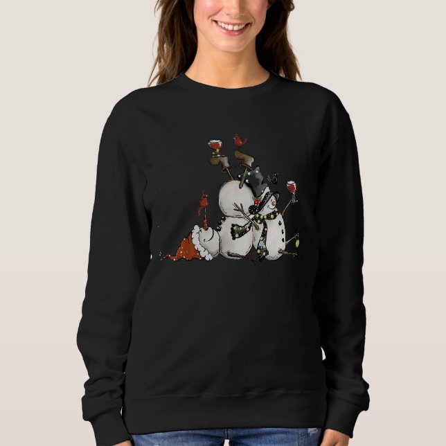 Wine  Cute Snowman I'm Dreaming Of A Wine Christma Sweatshirt (Front)