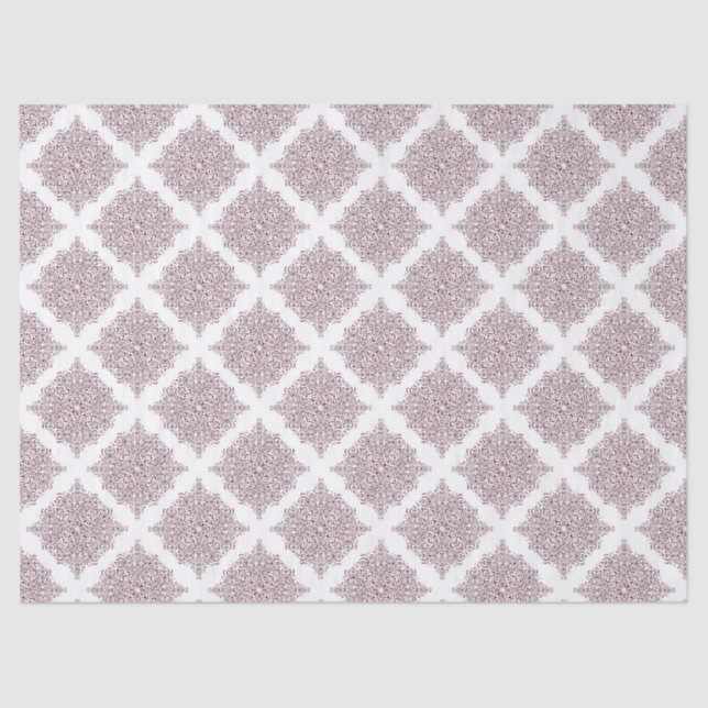 Wine Damask on White Decoupage Tissue Paper (Front)