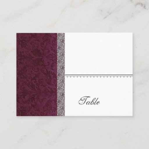 Customizable Wine Damask Place Card - Wedding Party Business Card