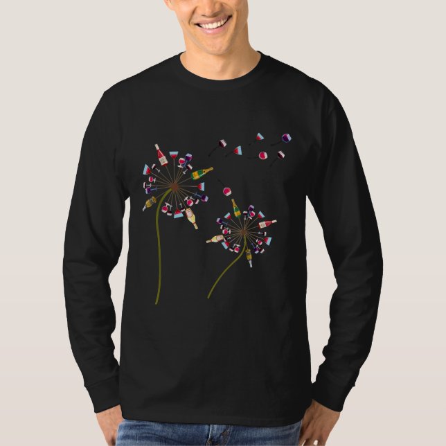 Wine Dandelion Drinking T-Shirt (Front)